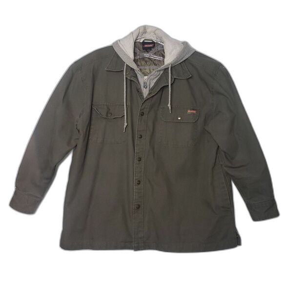 DICKIE'S Green and Gray Hooded Work Jacket Mens Size XL